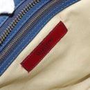 VALENTINO Rock Studs Hand Bag Leather 2way Navy Gold Auth BA9392-22