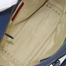 VALENTINO Rock Studs Hand Bag Leather 2way Navy Gold Auth BA9392-11