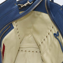 VALENTINO Rock Studs Hand Bag Leather 2way Navy Gold Auth BA9392-23