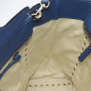 VALENTINO Rock Studs Hand Bag Leather 2way Navy Gold Auth BA9392-24