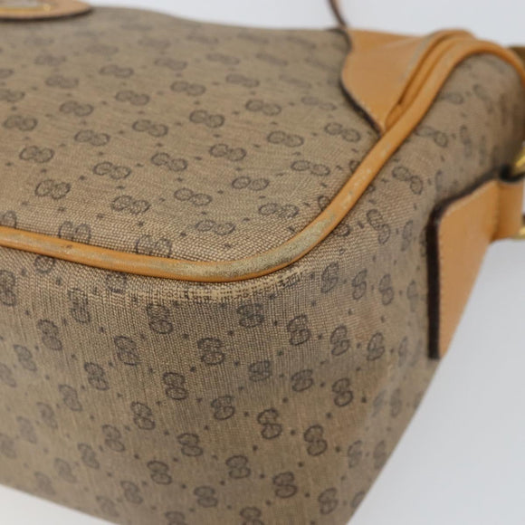 GUCCI Micro GG Supreme Shoulder Bag PVC Beige Gold Auth BA9394