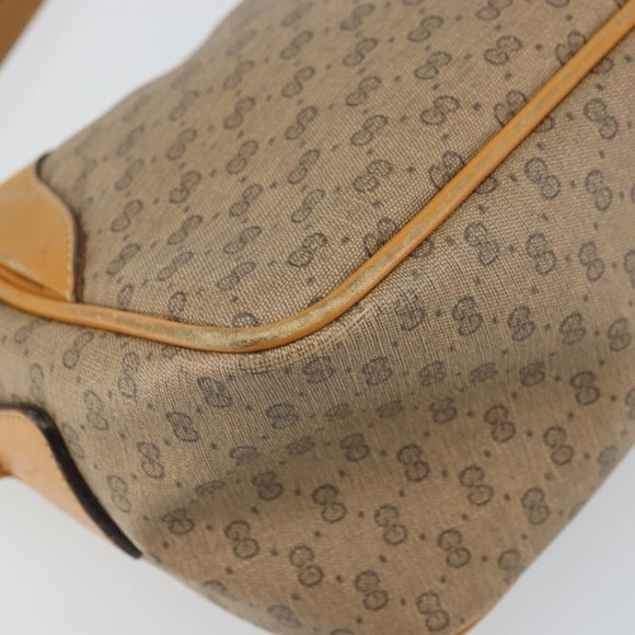 GUCCI Micro GG Supreme Shoulder Bag PVC Beige Gold Auth BA9394