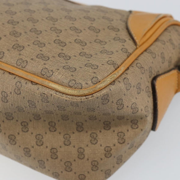 GUCCI Micro GG Supreme Shoulder Bag PVC Beige Gold Auth BA9394