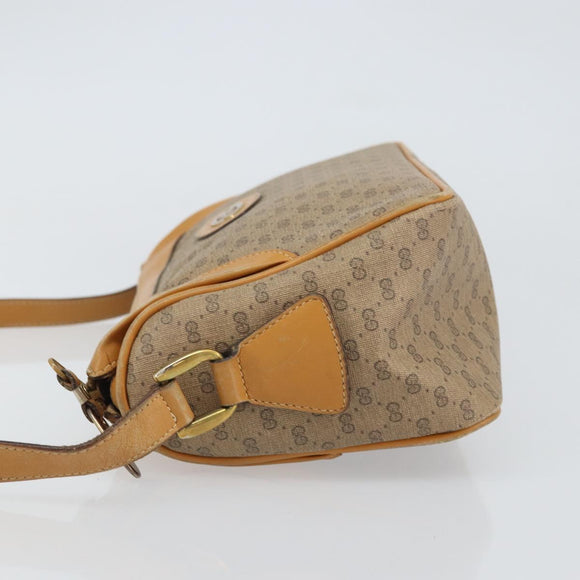 GUCCI Micro GG Supreme Shoulder Bag PVC Beige Gold Auth BA9394