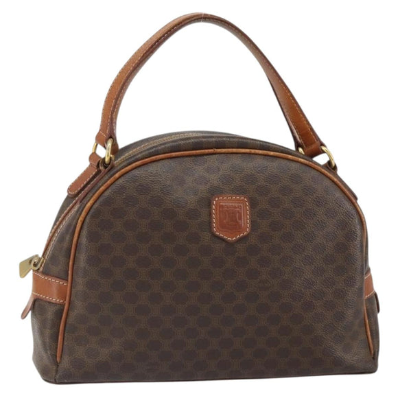CELINE Macadam Canvas Hand Bag PVC Leather Brown Gold Auth BA9395