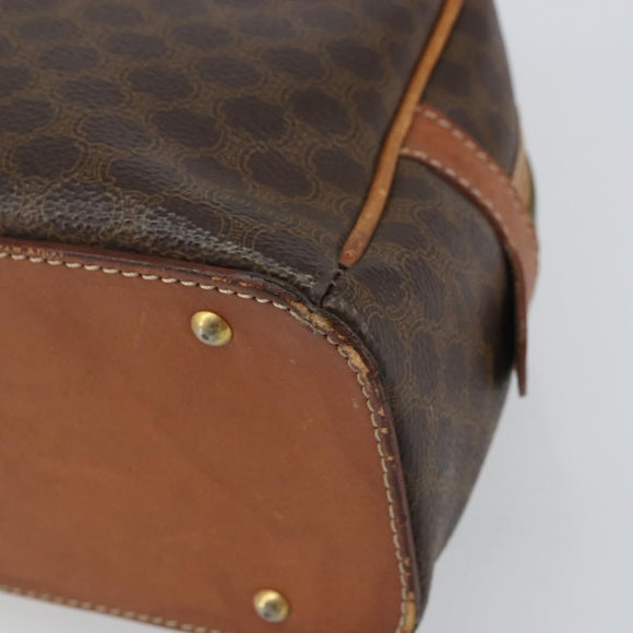 CELINE Macadam Canvas Hand Bag PVC Leather Brown Gold Auth BA9395