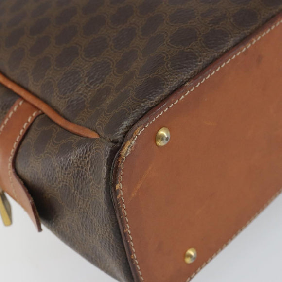 CELINE Macadam Canvas Hand Bag PVC Leather Brown Gold Auth BA9395