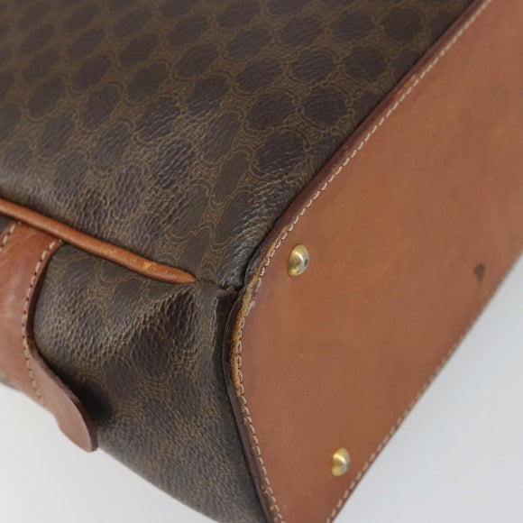 CELINE Macadam Canvas Hand Bag PVC Leather Brown Gold Auth BA9395