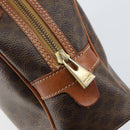 CELINE Macadam Canvas Hand Bag PVC Leather Brown Gold Auth BA9395-15