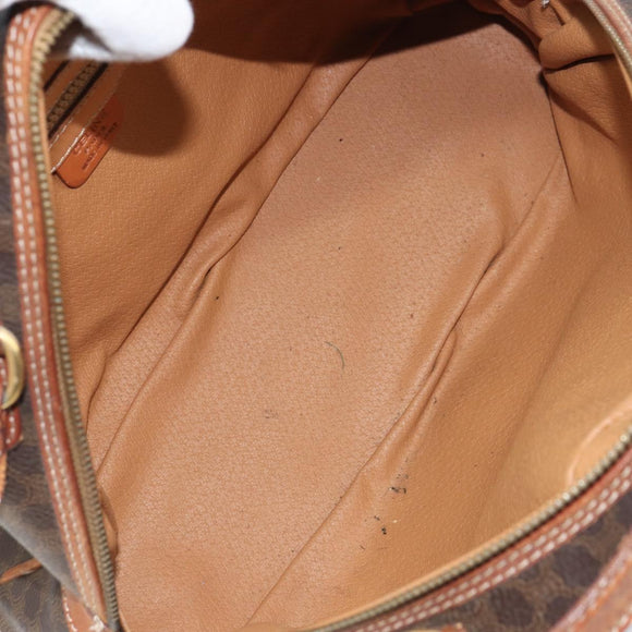 CELINE Macadam Canvas Hand Bag PVC Leather Brown Gold Auth BA9395