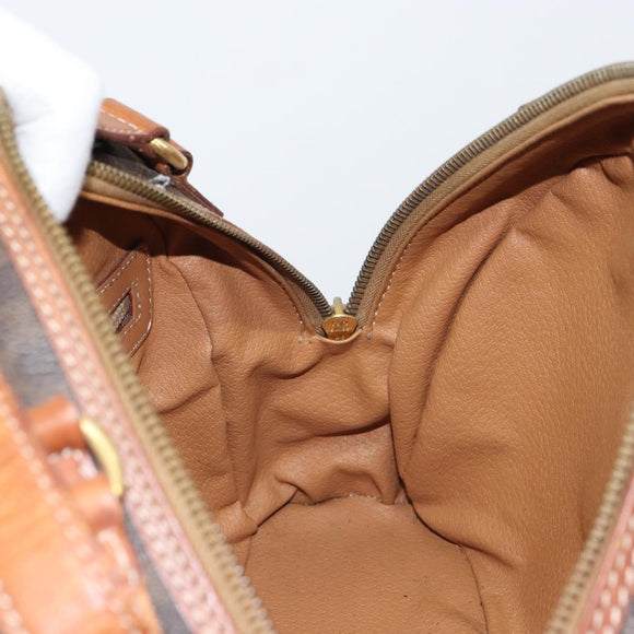 CELINE Macadam Canvas Hand Bag PVC Leather Brown Gold Auth BA9395