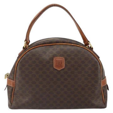 CELINE Macadam Canvas Hand Bag PVC Leather Brown Gold Auth BA9395 - 0