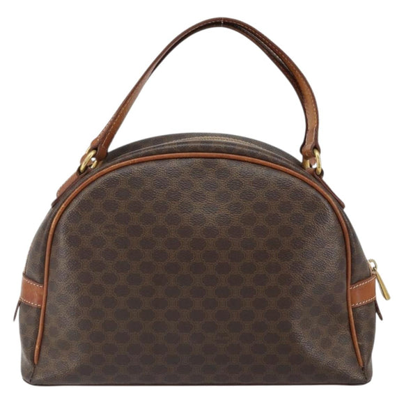 CELINE Macadam Canvas Hand Bag PVC Leather Brown Gold Auth BA9395