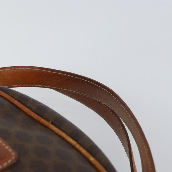 CELINE Macadam Canvas Hand Bag PVC Leather Brown Gold Auth BA9395