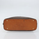 CELINE Macadam Canvas Hand Bag PVC Leather Brown Gold Auth BA9395-9