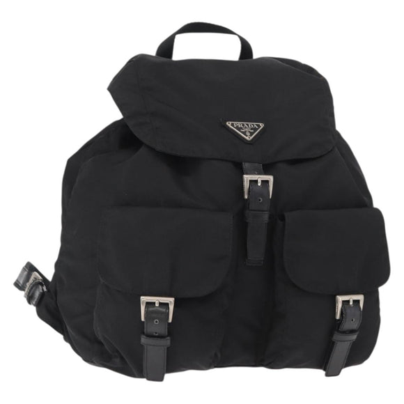 PRADA Backpack Nylon Black Silver Auth BA9398