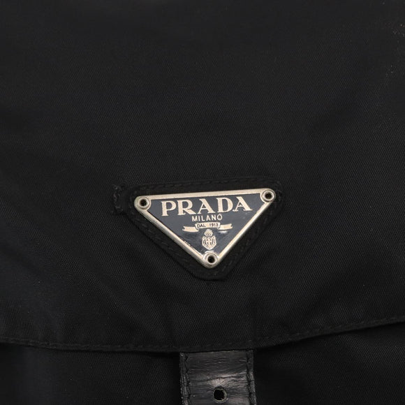 PRADA Backpack Nylon Black Silver Auth BA9398