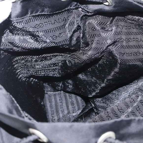 PRADA Backpack Nylon Black Silver Auth BA9398