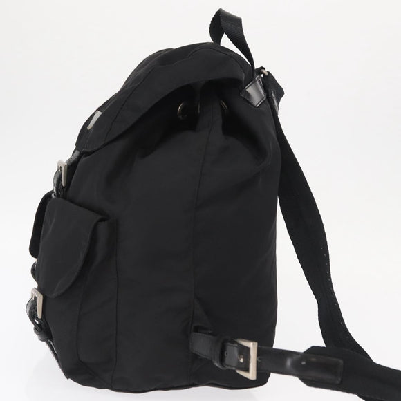 PRADA Backpack Nylon Black Silver Auth BA9398