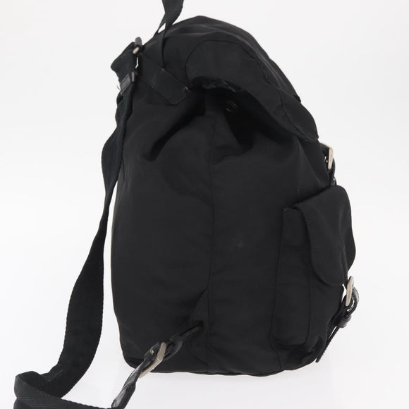 PRADA Backpack Nylon Black Silver Auth BA9398