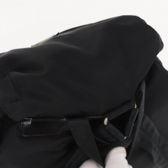 PRADA Backpack Nylon Black Silver Auth BA9398