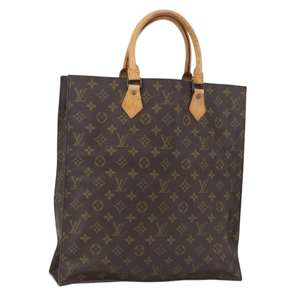 LOUIS VUITTON Monogram Sac Plat Hand Bag M51140 LV Auth BA9399