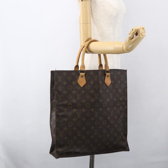 LOUIS VUITTON Monogram Sac Plat Hand Bag M51140 LV Auth BA9399