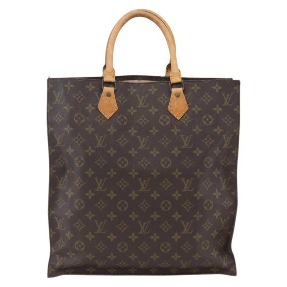 LOUIS VUITTON Monogram Sac Plat Hand Bag M51140 LV Auth BA9399