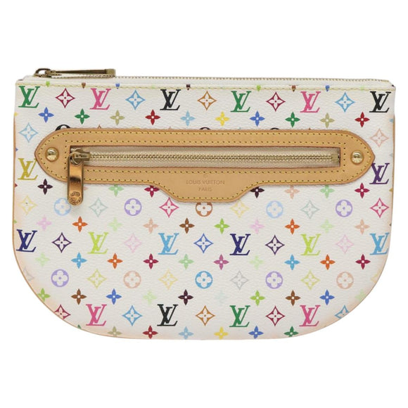 LOUIS VUITTON Monogram Multicolor Pochette GM Pouch White M60027 Auth BA939SAM