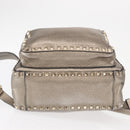 VALENTINO Rock Studs Backpack Leather Silver Gold Auth BA9400-11