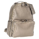 VALENTINO Rock Studs Backpack Leather Silver Gold Auth BA9400-1