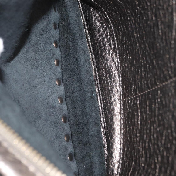 VALENTINO Rock Studs Backpack Leather Silver Gold Auth BA9400