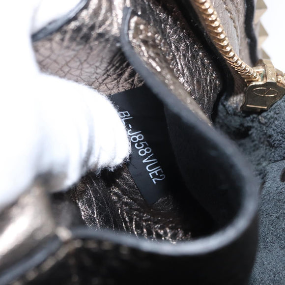 VALENTINO Rock Studs Backpack Leather Silver Gold Auth BA9400