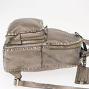 VALENTINO Rock Studs Backpack Leather Silver Gold Auth BA9400-4