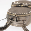 VALENTINO Rock Studs Backpack Leather Silver Gold Auth BA9400-6