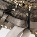 VALENTINO Rock Studs Backpack Leather Silver Gold Auth BA9400-7