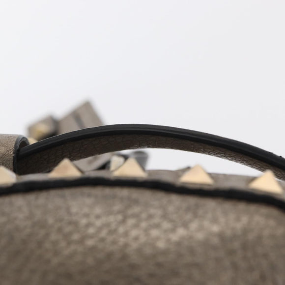 VALENTINO Rock Studs Backpack Leather Silver Gold Auth BA9400