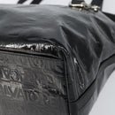 Salvatore Ferragamo Gancini Tote Bag Enamel Black Silver Auth BA9402-9