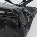 Salvatore Ferragamo Gancini Tote Bag Enamel Black Silver Auth BA9402-15