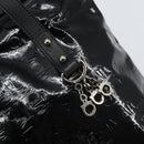 Salvatore Ferragamo Gancini Tote Bag Enamel Black Silver Auth BA9402-17