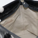 Salvatore Ferragamo Gancini Tote Bag Enamel Black Silver Auth BA9402-19