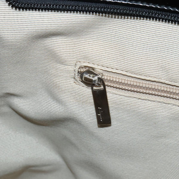 Salvatore Ferragamo Gancini Tote Bag Enamel Black Silver Auth BA9402