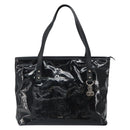 Salvatore Ferragamo Gancini Tote Bag Enamel Black Silver Auth BA9402-13