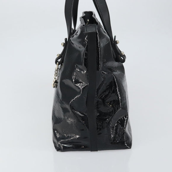 Salvatore Ferragamo Gancini Tote Bag Enamel Black Silver Auth BA9402