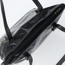 Salvatore Ferragamo Gancini Tote Bag Enamel Black Silver Auth BA9402-6