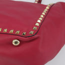 VALENTINO Rock studs Tote Bag Leather 2way Pink Gold Auth BA9403-14