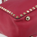 VALENTINO Rock studs Tote Bag Leather 2way Pink Gold Auth BA9403-15