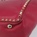 VALENTINO Rock studs Tote Bag Leather 2way Pink Gold Auth BA9403-16