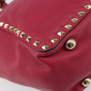 VALENTINO Rock studs Tote Bag Leather 2way Pink Gold Auth BA9403-11
