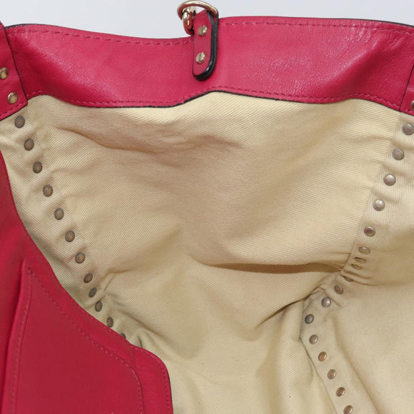 VALENTINO Rock studs Tote Bag Leather 2way Pink Gold Auth BA9403